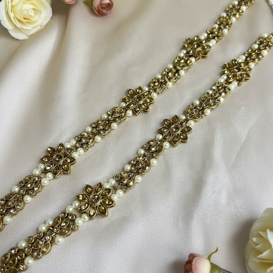 Flower Kundan Anklets