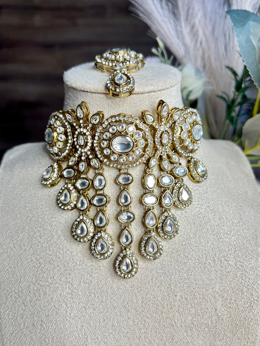 Kundan Waterfall Necklace Set