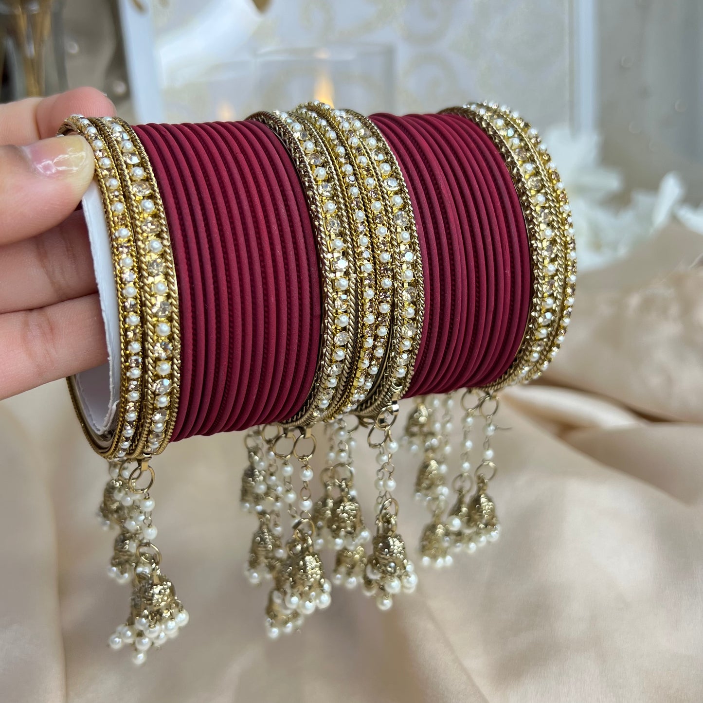 RANIA- Matte Hanging Bangle Set