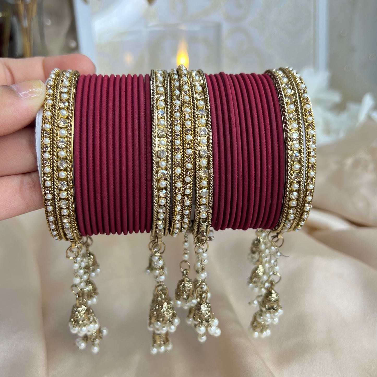 RANIA- Matte Hanging Bangle Set